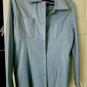Women’s Vintage baby blue leather jacket